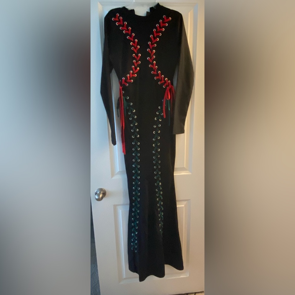 Elegant Black Lace-Up Dress